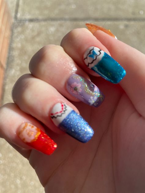 Isabella Encanto Nails, Encanto Nail Art, Encanto Nails Designs, Disney Character Acrylic Nails, Disney Nails Encanto, Encanto Nails, Nail Art Disney, Nails For Kids, Disney Nails