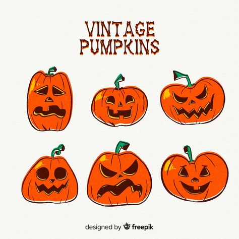 Vintage Pumpkin Illustration, Mcm Halloween, Vintage Halloween Pumpkin, Pumpkin Illustration, Vintage Pumpkin, Pumpkin Vector, Pumpkin Clipart, Halloween Vector, Scary Faces