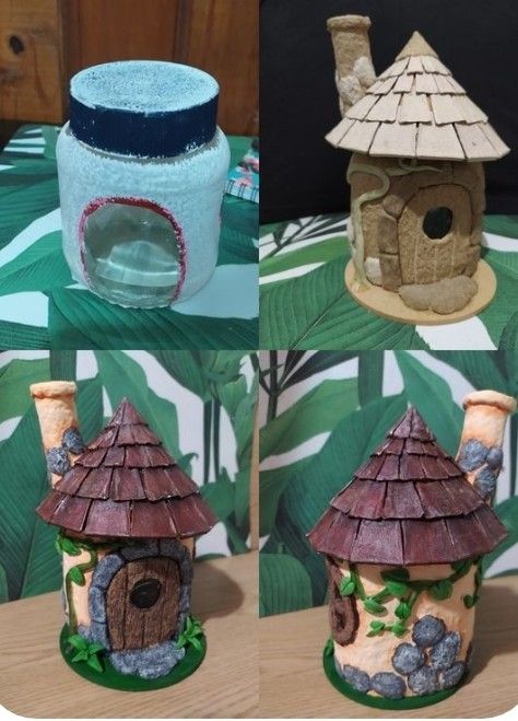 Fairy House Crafts, Clay Fairy House, Cardboard Box Crafts, Fairy House Diy, Fairy Garden Crafts, Fairy Garden Designs, Air Dry Clay Projects, Clay Fairies, Fairy Crafts