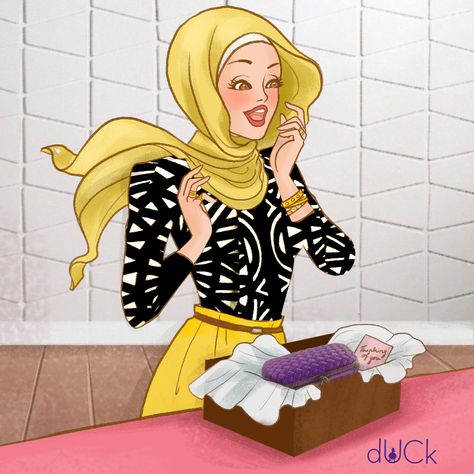 dUCk scarves instagram illustration by Soefara Sassy Illustration, World Hijab Day, Hijab Illustration, Duck Scarves, Hijab Anime, Hijab Art, Hard Drawings, Hijab Drawing, Girly M