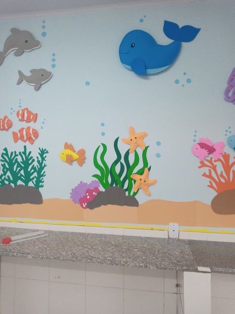 Sea Classroom Decorations, Ocean Themed Classroom Ideas, Under The Sea Crafts, Under The Sea Decorations, Ocean Theme Classroom, Nursery Activities, Sea Crafts, Sea Decor, Under The Sea Theme