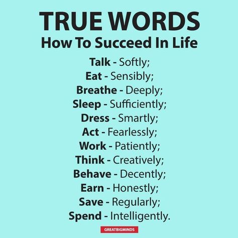 True Words - How To Succeed In Life. For more inspiring quotes and sayings, visit www.greatbigminds.com Attraction Affirmations, Psychology Quotes, Law Of Attraction Affirmations, Lesson Quotes, Life Lesson Quotes, Good Life Quotes, Reality Quotes, Wise Quotes, True Words