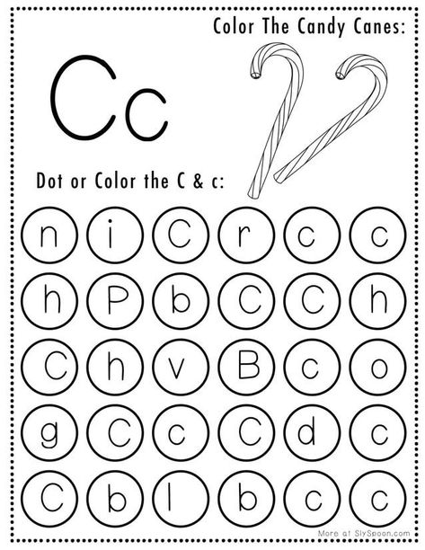 Free Printable Christmas Do a Dot Worksheets - C is for Candy Canes - Looking for fun and educational Christmas activities? Download these free printable alphabet letter C tracing worksheets! Perfect for homeschooling and pre-k classrooms.  Enhance fine motor skills and letter recognition in a festive way. Get your free worksheets today! #ChristmasActivities #FreePrintables #AlphabetTracing #Homeschooling #PreKEducation #PreschoolTeachers #Christmasworksheets  #letterC Christmas Letter Recognition Activities, C Is For Candy Cane, Pre K Christmas Worksheets, Free Christmas Printables Prek, Candy Cane Math Activities, Christmas Pre K Worksheets, C Is For Christmas, Letter C Tracing Worksheet, Letter Recognition Activities Preschool Free Printables