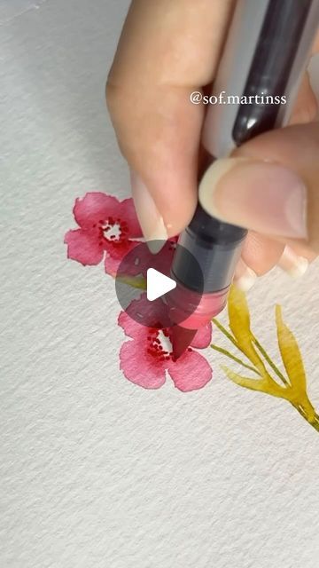 Fall Floral Watercolor, Easy Loose Watercolor Flowers, Watercolor Flowers Tutorial Step By Step, Watercolor Doodles Flowers, Painting Ideas Watercolor Easy, Small Watercolor Paintings Easy, Watercolour Flowers Tutorial, Watercolor Flowers Easy, Watercolor And Ink Flowers