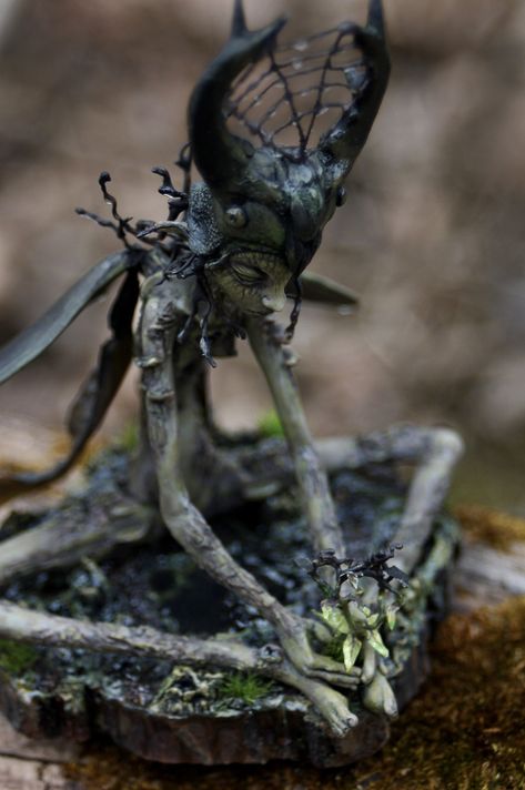 Witch Garden, Fairy Art Dolls, Pixies Fairies, Fantasy Art Dolls, Curious Creatures, Spirit Dolls, Dark Fairy, Forest Creatures, Fairy Garden Diy