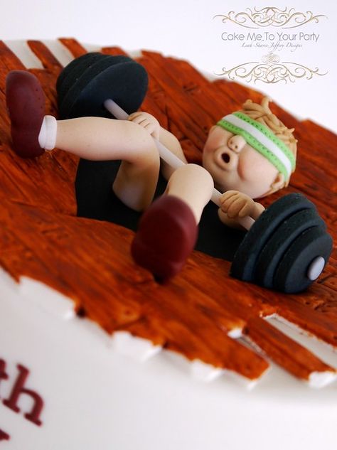 Body Builder Cake, Funny 50th Birthday Cakes, Fondant Figurine, Fitness Cake, Gym Cake, Weight Lifter, Fab Cakes, Fondant Cakes Birthday, Super Hero Shirts