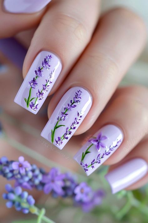 Summer Nails Delight: 30 Trendy Designs to Elevate Your Look – Explore Now! - Lavender Flower Nail Designs, Colourful Acrylic Nails, Stylish Nail Art, Summer Nail Colors, Summer Nail Ideas, Nails Arts, Geometric Nail Art, Bright Summer Nails, Lavender Nails