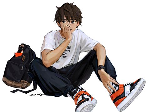 orange, Jihyun Han on ArtStation at https://www.artstation.com/artwork/eJPe4X Fashion Sketches Men, Anime Boy Hair, Ji Hyun, Marvel Spiderman Art, Human Poses Reference, Doodle Illustration, Character Poses, Illustration Fashion, Guy Drawing