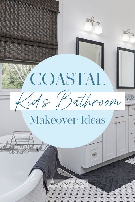 Make bath time a breeze with our Coastal Beach Vibe Kids Bathroom Decor Ideas! Dive into our guide for Seashore Bathroom Ideas and Beach Decor Bathroom Ideas that will turn your Kids Bathroom into a coastal paradise. From surfboard hooks to seashell accessories, infuse a beachy vibe into every corner of their space. Beach Decor Bathroom Ideas, Hamptons Powder Room, Kids Bathroom Decor Ideas, Coastal Guest Bathroom, Beach Decor Bathroom, Coastal Powder Room, Vibe Bathroom, Blue And White Coastal, Coastal Paint Colors