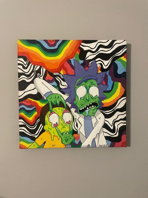 Cool Rick And Morty Paintings, Cool Rick And Morty Art, Rick Morty Painting, Rick And Morty Painting Trippy, Rick And Morty Painting Acrylic, Rick And Morty Art Canvas, Rick And Morty Draw Trippy, Trippy Rick And Morty Painting Ideas, Rick And Morty Paintings