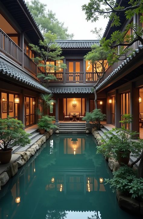 Chinese Courtyard House, Asian Houses, Chinese Artefacts, Chinese Courtyard, Asian House, Courtyard House, Timeless Beauty, House Ideas, Hawaii