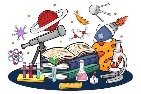 Science Cartoon Drawings, Teaching Science Elementary, Science Technology And Society, Library Drawing, Science Drawing, Science Cartoons, Cartoon Network Characters, Space Vector, Science Icons