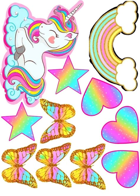 Topper Unicornio Png, Unicorn Printable Cake Topper, Unicorn Pictures Cute, Unicorn Cake Topper Printable Free, Printable Unicorn Birthday, Peppa Pig Invitations, Cake Stickers, Unicorn Topper, My Little Pony Cake