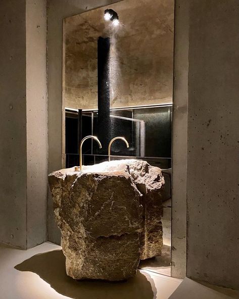 Rebeca Perez - Picture gallery 3 Standing Sink, Free Standing Sink, Stone Bathroom Sink, Stone Bathtub, Living Area Design, Architecture Bathroom, Stone Bar, Stone Bathroom, Marble Sinks