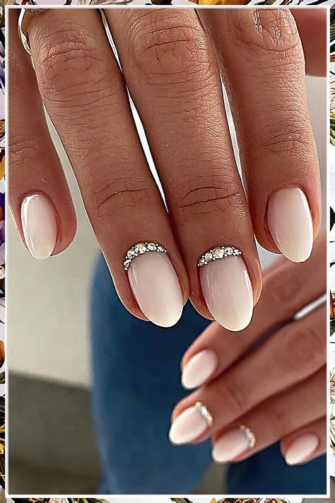 Discover the ultimate guide to achieving flawless nails with our top 12 ideas for selecting the best nail ridge filler. Whether you're dealing with uneven surfaces or seeking a smooth finish, our tips will help you choose the perfect product tailored to your needs. Say goodbye to imperfections and hello to beautiful, polished nails. Unlock the secrets to a professional manicure at home and elevate your nail care routine today! Reverse French Nails Glitter, Wedding Picture Nails, Bridal Nails With Sparkle, Reverse French Manicure Glitter, Nails For A Bridesmaid, Wedding Nails For Bride Milky White, Wedding Nails For Bride Jewels, Nail Ideas For Fall Wedding, Bride’s Nails