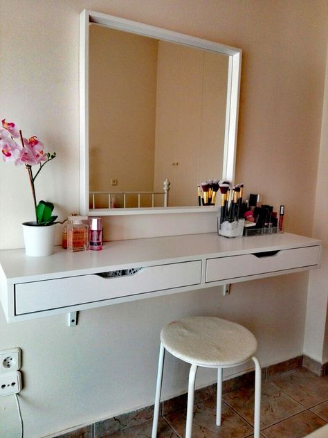 Ikea ekby vanity Ekby Ikea, Ikea Ekby, Makeup Shelves, Ikea Home, Diy Hacks, Makeup Vanity, Ikea Hack, Double Vanity, Home Deco