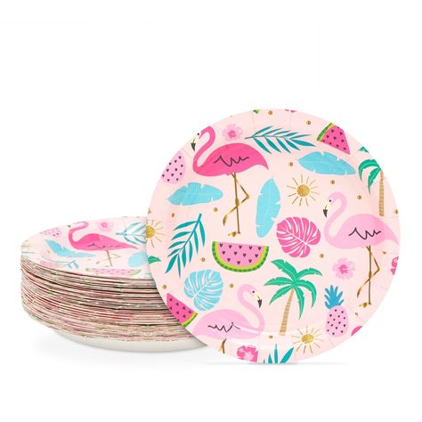 PRICES MAY VARY. Tropical Plates: Our dinnerware set includes 48 pink flamingo party plates that will instantly elevate your luau birthday party, baby shower, or summer bash decor Flamingo Party Supplies: The cute pink luau party plates feature flamingos, palm trees, palm leaves, and fruit to perfectly match your tropical theme Quick And Easy Clean-Up: An ideal alternative to traditional plastic party plates, simply dispose of paper plates set after use; no need to stop the fun to clean up Relia Palm Springs Party Decor, Flamingo Party Supplies, Pink Flamingo Birthday, Palm Springs Party, Pink Flamingo Party, Tropical Birthday Party, Flamingo Birthday Party, Luau Birthday Party, Hawaiian Birthday