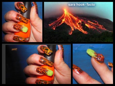 volcano nail art - by sara facto -pinkey nails Volcano Nails, Inspired Nails, Art Nails, Volcano, Pretty Nails, Class Ring, Nail Art, Nails, Ring