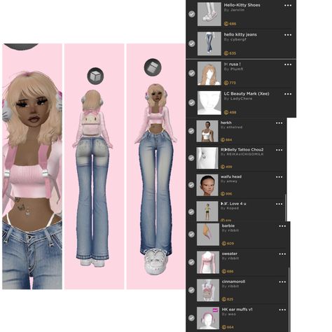 Imvu Avi Ideas Black, Imvu Y2k Outfits Ideas, Imvu Body Tutorial, Imvu Avi Ideas Y2k, Y2k Imvu Outfits, Imvu Body Ideas, Imvu Clothes Ideas, Fit Imvu, Imvu Body