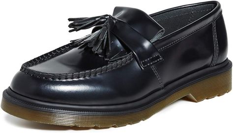 Amazon.com | Dr. Martens Men's Adrian Tassel Loafers, Black, 12-12.5 Medium US | Loafers & Slip-Ons Dr Martens Adrian, Work Shoes Women, Chic Heels, Waterproof Hiking Shoes, Loafers Online, Black Polish, Cole Haan Women, Tassel Loafers, Trendy Sneakers