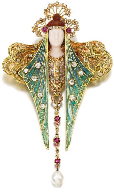 A stunning antique Art Nouveau brooch pendant designed by Georges Fouquet Bijoux Art Deco, Art Nouveau Jewellery, Bijoux Art Nouveau, Enamel Jewellery, Nouveau Jewelry, Art Nouveau Design, Art Nouveau Jewelry, Diamond Brooch, Alphonse Mucha