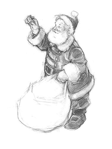 Christmas Sketches Ideas, Christmas Drawing Sketch, Christmas Drawings Pencil Sketches, Santa Claus Drawing Illustration, Christmas Sketches Pencil, Cute Santa Drawing, Xmas Sketches, Christmas Pencil Drawings, Holiday Drawing Ideas