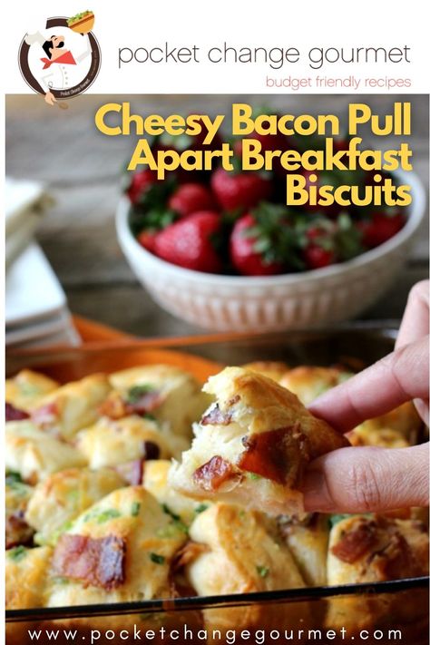 an image of Cheesy Bacon Pull Apart Breakfast Biscuits on a glassware. Pull Apart Breakfast, Easy Breakfast Recipe, Breakfast Biscuits, Savory Dinner, Biscuit Recipes, Big Breakfast, Cheesy Bacon, Quick Healthy Breakfast, Pull Apart Bread