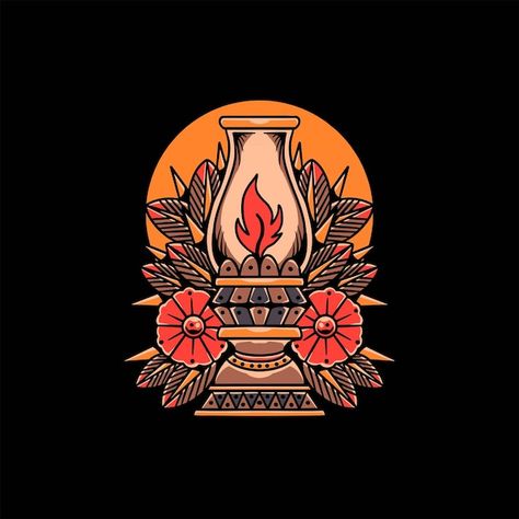 Lantern Tattoo Vintage, Lantern Tattoo Design, Lantern Tattoo, Traditional Tattoo Inspiration, Framed Tattoo, Tattoo Vector, Old Lanterns, Traditional Sleeve, Cute Tats