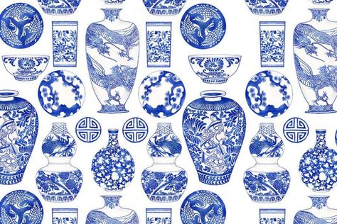 Chinese Porcelain Pattern, Blue And White Vases, Chinoiserie Design, Chinese Pottery, Chinese Vase, Blue Pottery, Blue And White China, Blue Vase, White Vases