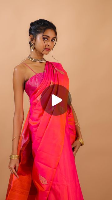 Modern Saree, Party Sarees, Kanjivaram Sarees, Kanchipuram Saree, Silk Sarees Online, Pink Saree, Pure Silk Sarees, Different Light, Neon Orange