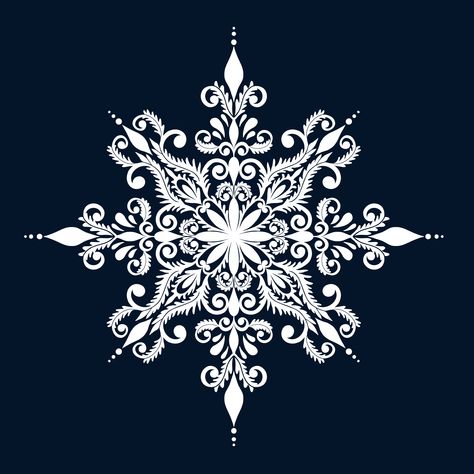 Snowflake inspired ornate mandala Snowflake Mandala Tattoo, Snowflake Mandala, Mandala Snowflake, Goth Snowflake, Gothic Snowflake, Intricate Snowflake, Snow Flake Tattoo, Henna Mandala, Snowflakes Drawing