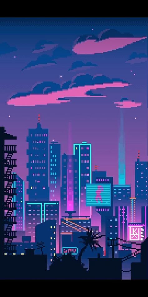 Atmospheric Wallpaper, Pixel City, Pixel Art Landscape, 8 Bit Art, Vaporwave Wallpaper, Pixel Art Background, Arte 8 Bits, 8bit Art, Cool Pixel Art