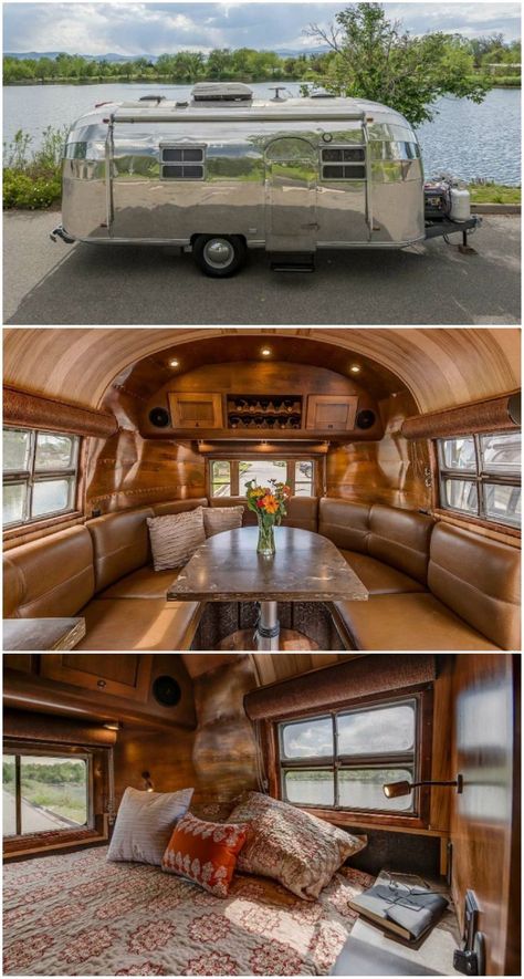 Airstream Trailers Interior, Rv Airbnb, Airstream Makeover, Glamping Camper, Airstream Living, Airstream Flying Cloud, Community Ideas, Airbnb Ideas, Air Stream