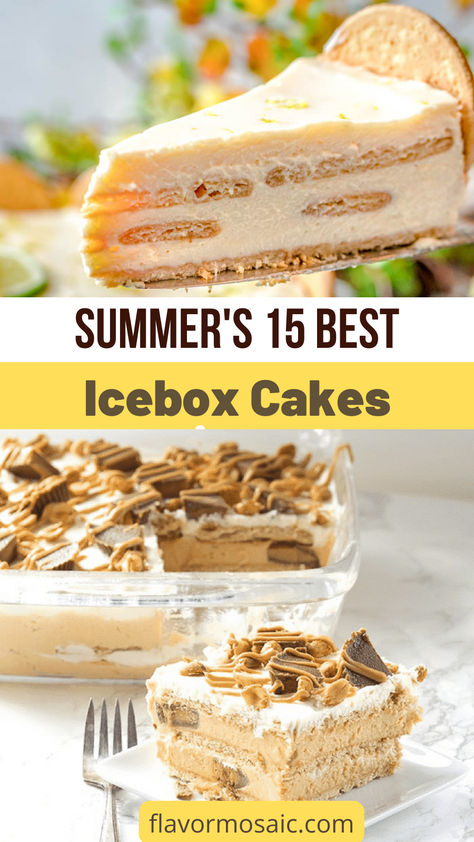 Summer's 15 Best Icebox Cakes to keep you cool when temperatures are blazing hot. These no-bake eclair cakes make delicious and beautiful cool desserts designed to beat the heat! One of these Icebox Cakes is certain to become a favorite! These are so popular at picnics or potlucks. Don’t be surprised if all you have is an empty cake pan to take home. No Bake Summer Berry Icebox Cake, Refreshing Cake Recipes, Coconut Icebox Cake Recipes, Tiramisu Icebox Cake, Summer Ice Box Cake, Summer Time Cakes, Icebox Cakes No Bake, Quick Summer Desserts No Bake, Ice Box Cake Recipes Easy