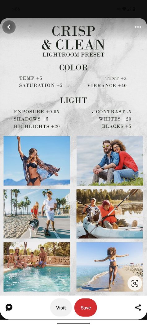 Lightroom Cheat Sheet Photo Editing, Photo Editing In Lightroom, Bright And Clean Photo Editing, Clean Filter Lightroom, Lightroom Presets Colorful, Lightroom Presets Bright And Clean, Natural Filter Lightroom, Lightroom Editing Cheat Sheets, Lightroom Presets Clean