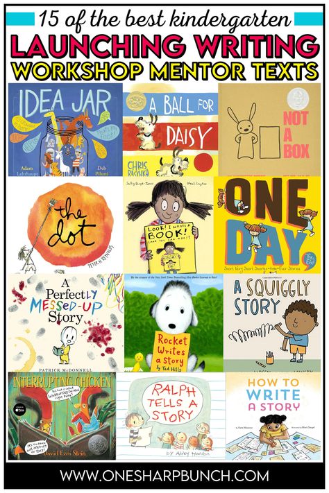 Get students excited about the writing journey they are about to embark on with this complete list of mentor texts for launching writing workshop! These mentor texts for launching writer's workshop will help build writing confidence in your kindergarten, first grade, and second grade students. Integrate any of these writing mentor texts into your writing lessons. These writing workshop mentor texts will help with generating writing ideas, being confident writers and so much more! Grab the list! Opinion Writing Mentor Text, One Sharp Bunch, Launching Writers Workshop, Beginning Writing Activities, Writers Workshop Kindergarten, Thanksgiving Math Games, Halloween Math Games, Writing Mentor Texts, Language Arts Centers