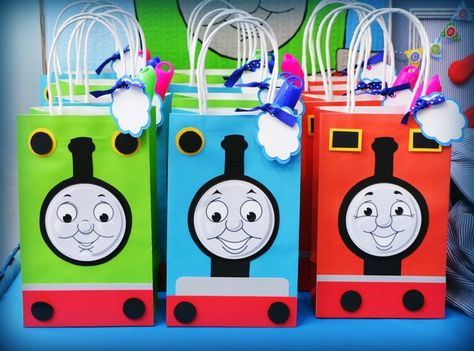 Fun favor bags at a Thomas the Tank Engine boy birthday party!  See more party ideas at CatchMyParty.com! Thomas And Friends Birthday Party, Friends Birthday Party Ideas, Thomas And Friends Birthday, Thomas Train Birthday, Thomas Birthday Parties, Thomas The Train Birthday Party, Thomas The Train Party, Friends Birthday Party, Thomas Birthday