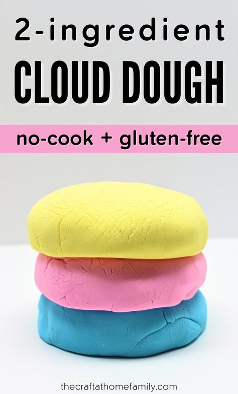 Looking for an easy play dough alternative that won’t dry out your child’s skin? This 2-ingredient cloud dough requires nothing but cornstarch and baby lotion. It’s no-cook, gluten-free and super soft�—and best of all, it only requires only a couple minutes to make! Follow this easy recipe to find out how to make the best DIY cloud dough using lotion or conditioner, and give it as an alternative to play dough for kids with gluten intolerances. This 2- to 3-ingredient dough is great for ... Cloud Dough Recipe 2 Ingredients, Diy Cloud Dough, Cornstarch Dough, Cloud Dough Recipe, Gluten Free Playdough, Easy Play Dough, Soft Play Dough, Moon Dough, Cloud Dough Recipes