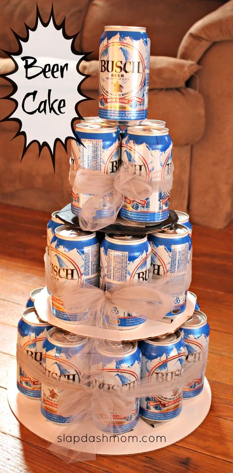 Beer Tower Cake, Beer Cakes For Men, Diy Beer Cake, Beer Cake Tower, Beer Can Cakes, Cake For Men, Tower Cake, Cake In A Can, Cake Tower