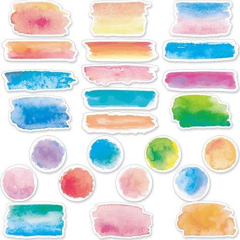 PRICES MAY VARY. A Large Number of: you will receive 240 pieces watercolor accents in 3 shapes, each shape has 8 designs and each design has 10 pieces; Ample quantity and variety of color designs to meet your daily use and decorative needs Size Information: watercolor cutouts decoration comes in 3 sizes, namely 13 x 3.8 cm/ 5.12 x 1.5 inch, 5.6 cm/ 2.6 inch, 10 x 5.36 cm/ 3.94 x 2.11 inch; They have enough writing space and can be applied as desktop labels, invitations, postcards, name tags and Border For Bulletin Board, Watercolor Classroom Decor, Chalkboard Wall Decor, Classroom Name Tags, Watercolor Classroom, Party Chalkboard, Watercolor Border, Teachers Classroom, Watercolor Circles