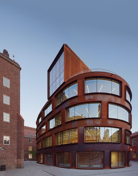 Gallery - School of Architecture at the Royal Institute of Technology / Tham & Videgård Arkitekter - 9 Tham Videgård, Swedish Architecture, Weathered Steel, Steel Architecture, Weathering Steel, School Of Architecture, School Building, Corten Steel, Brick Building