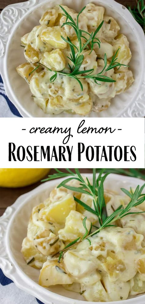 Easter Ham Recipes, Rosemary Recipes, Creamy Potatoes, Rosemary Potatoes, Lemon Potatoes, Easter Dinner Recipes, Lemon Rosemary, Vegetarian Main Dishes, Herb Recipes