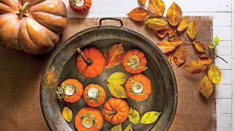 How To Tell When It's Finally Time To Decorate For Fall Votive Candle Decor, Autumn Candles, Decoupage Pumpkins, Creative Pumpkin Decorating, Pumpkin Topiary, Pretty Pumpkins, Creative Pumpkins, Pumpkin Candles, Pumpkin Centerpieces