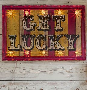 Circus Lights, Circus Signs, Carnival Signs, Large Home Decor, Lights Signs, Lucky Sign, Carnival Art, Sign Writing, Get Lucky