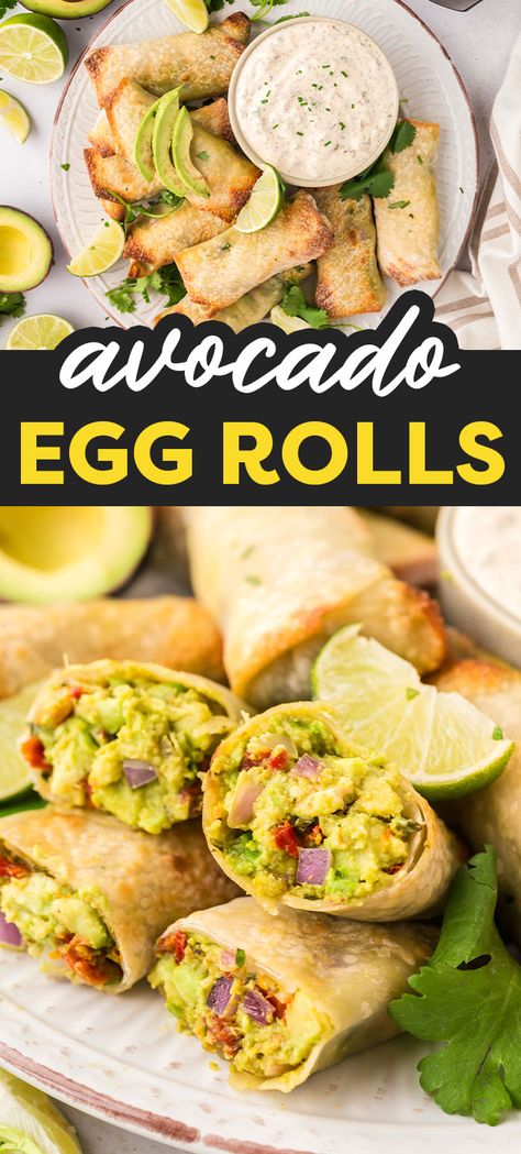 Avacodo Egg, Chipotle Dipping Sauce, Air Fryer Avocado, Southwest Egg Rolls, Avocado Egg Rolls, Egg Roll Filling, Ranch Dipping Sauce, Food Air Fryer, Spicy Dipping Sauce