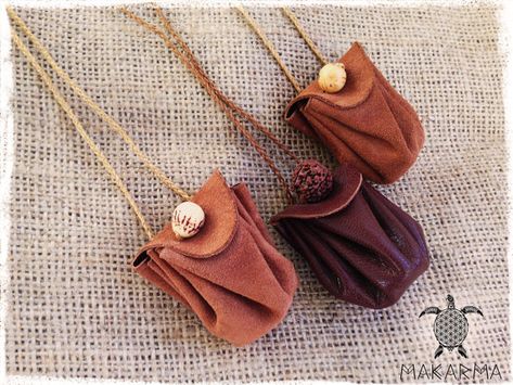 Medicine Bag Necklace  Native American by MaKarmaCreations on Etsy Native American Medicine Bag, Medicine Bag Necklace, Diy Medicine, Pouch Necklace, Sacred Jewelry, Nose Ring Jewelry, Bag Necklace, Medicine Pouch, Native American Necklace