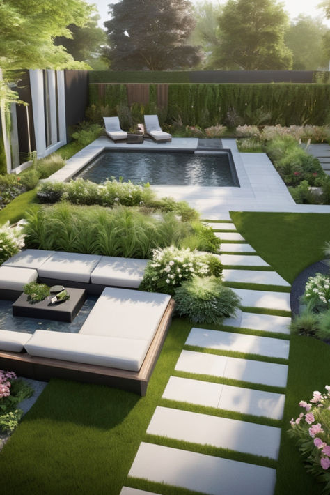 Elegant Backyard, Garden Design With Pool, Roman Pool Design, Pool Garden Ideas, Garden Swimming Pool, Luxury Garden, Dream Life House, Outdoor Decor Backyard, Outside Living