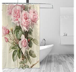 JSTEL Bath Shower Curtain 60x72 Inch,Vintage Shabby Chic Pink Rose Floral,Mildew Proof Polyester Fabric Bathroom Curtain: Amazon.co.uk: Kitchen & Home Flower Bath Mat, Rose Shower Curtain, Pink Victorian, Floral Bathroom, Bathtub Decor, Estilo Shabby Chic, Style Shabby Chic, Shower Curtain Bathroom, Shabby Chic Pink