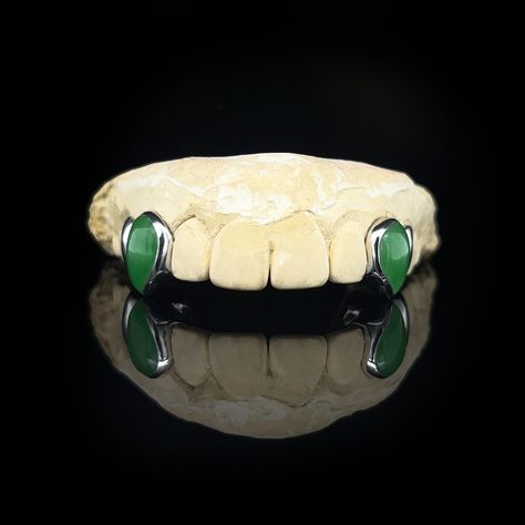 Price shown reflects the price per tooth.SELECT HOW MANY JADE TEETH BY ADDING QTY IN YOUR SHOPPING CART.Send us an DM or Message to notify us of any custom requests.Metal color available in Yellow Gold, White Gold, Rose Gold or Black Gold. All gold options are 14K. Jade grillz are hand carved and require on average 1-4 White Gold Grillz Men, Female Grills, Gold Fang Grillz, Vampire Grillz, Fang Grillz, Imperial Jade, Custom Grillz, Gold Grillz, Tooth Gem