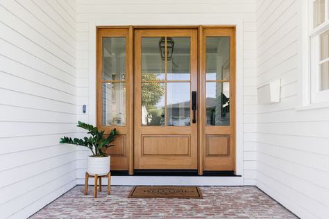 Entry Door With Sidelights, Double Door Entryway, Single Entry Doors, Solid Wood Front Door, Best Front Doors, Steel Front Door, Door Protection, Metal House Numbers, Address Signs